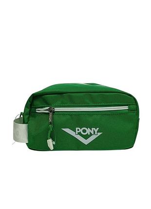 Чолвіча косметичка для подорожей pony зелена, на змійці, передня кишеня