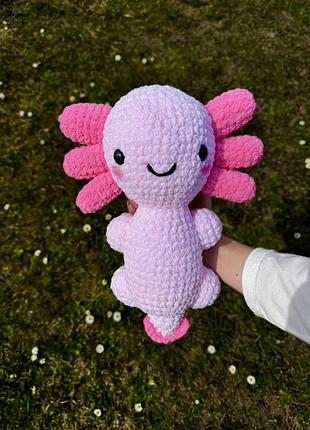 В’язана плюшева іграшка аксолотль (axolotl) ручної роботи