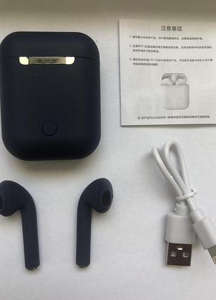 Беспроводные наушники с микрофоном bluetooth наушники в кейсе inpods 12 синие soft touch