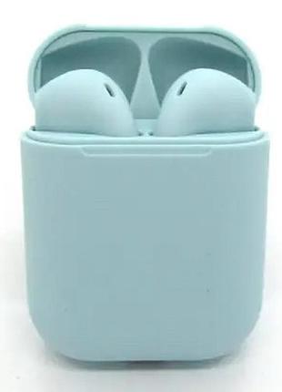 Беспроводные наушники с микрофоном bluetooth наушники в кейсе inpods 12 голубые soft touch