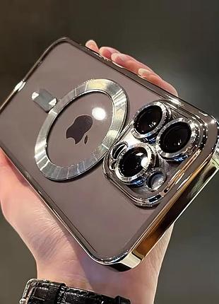 Протиударний прозорий чохол magsafe на iphone 14pro, золотистий