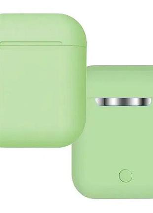 Беспроводные наушники с микрофоном bluetooth наушники в кейсе inpods 12 зеленые soft touch