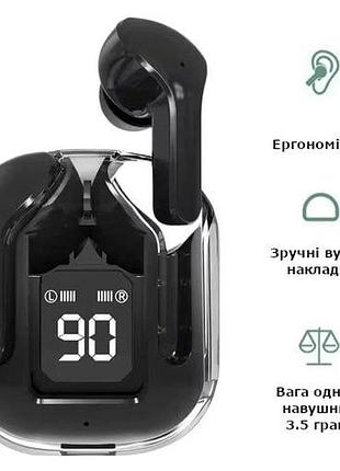 Бездротові навушники air 31 з прозорим зарядним кейсом, вакуумні bluetooth 5.3, колір чорний