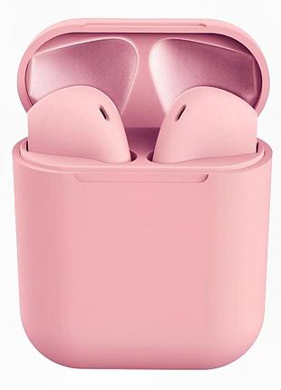 Беспроводные наушники с микрофоном bluetooth наушники в кейсе inpods 12 розовые soft touch