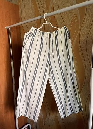 Літні штани кюлоти в смужку h&m (льон / бавовна) розмір m (eur 38)