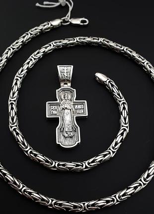 Серебряная цепочка с крестиком мужская лисий хвост. серебряный крестик св. николай и цепочка фокс. 60 см