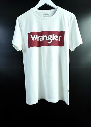 Чоловіча біла футболка з червоним принтом оригінал wrangler big logo red tab men’s white t-shirt | розмір м