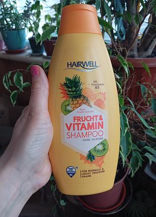 Шампунь hairwell frucht &amp; vitamin shampoo для нормального та злегка сухого волосся,500мл
