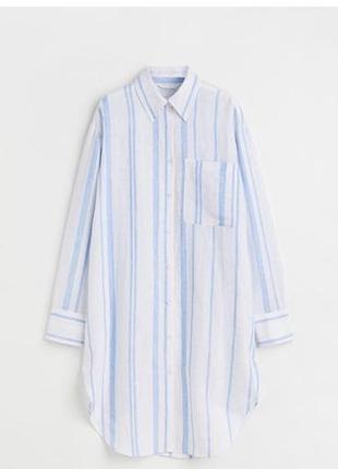 Лляна сорочка-плаття h&m oversize