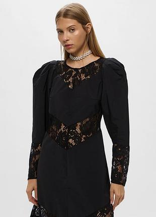 Чорна сукня з мереживними вставками h&m s розмір