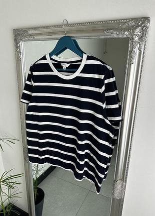 Щільна футболка marks & spencer темно синього кольору у смужку