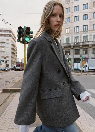 Жакет с содержанием шерсти оверсайз zara
