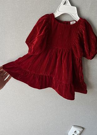 Велюрова червона сукня h&m 68 розмір