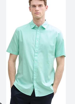 Сорочка чоловіча з коротким рукавом slim fit приталена на р.44-46/s-м