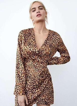 Сукня зара zara леопар леопардовий принт атлас