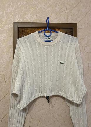 Жіночий вінтажний укорочений світшот оверсайз lacoste