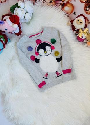 Новогодний свитер m&s девочке 1,5-2 года