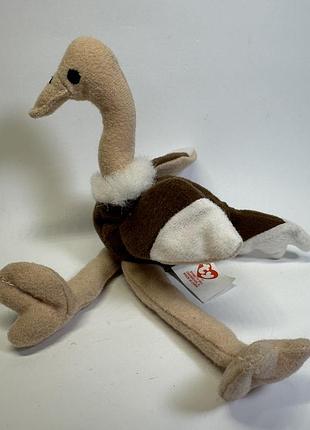 Мʼяка іграшка страус ty beanie baby