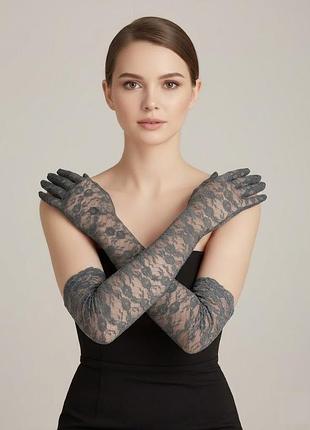 Длинные кружевные перчатки 775