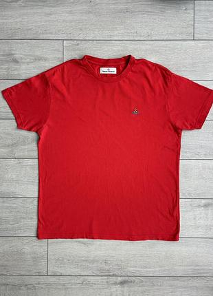 Брендовая мужская футболка овьен вествуд vivienne westwood size l л размер красная майка оригинал
