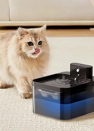 Фонтан-поилка беспроводная 2.2л с датчиком движения usb — без провода, тихий, с фильтром