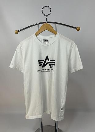 Футболка alpha industries xl military streetwear біла logo tee usa style