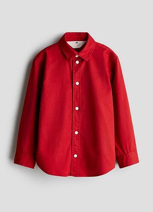 Красная детская рубашка из хлопка с длинным рукавом для мальчиков h&m 5-6 лет