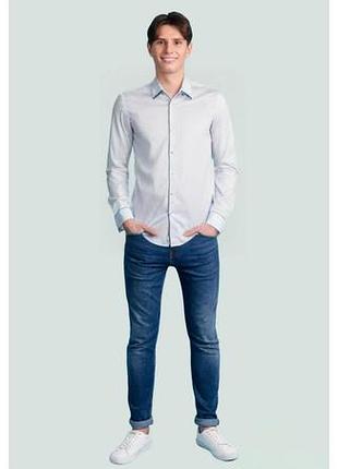 Рубашка primark хлопковая мужская подростковая 14-15 лет, 164-170 см, цвет белый/синий