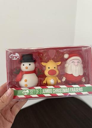 Набір гумок (ластиків) tinc «jumbo christmas erasers» у формі новорічних персонажів