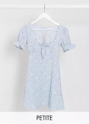 Пастельна сукня із рельєфної тканини topshop petite жіноча ніжно-блакитна міні коротка