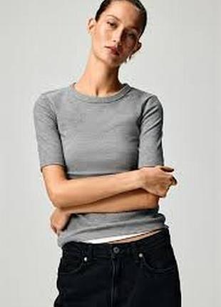 Натуральная футболка   в рубчик h&m