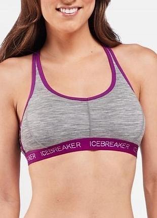 Icebreaker термо лиф шерстяной лифчик бра меринос серый спортивный sprite race back bra