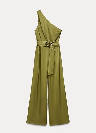Сатиновий оливковий комбінезон zara