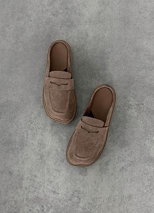 Натуральні коричневі сабо з італійської замші barefoot