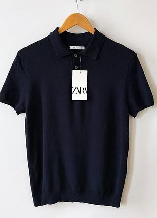Мужское трикотажное поло из смесовой вискозы  zara