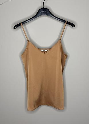 Топ на бретелях атласного мідного кольору uniqlo xs-s