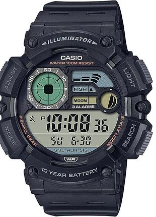 Casio ws-1500h-1a — електронний кварцовий годинник, пластик, сірий дисплей, 100 wr