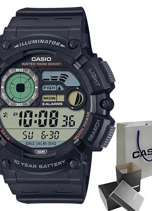 Електронні чоловічі наручні годинники casio ws-1500h-1a, полімерний ремінець, wr 100