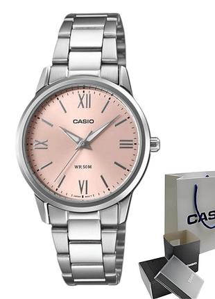 Casio ltp-1303dd-7a — жіночий кварцовий годинник, сталь, рожевий циферблат, 30 wr