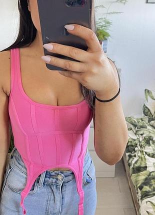 Топ бандажний жіночий prettylittlething рожевий топ 10/38