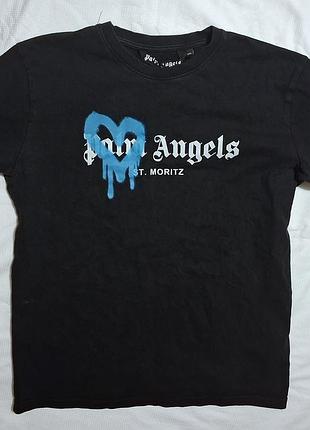 Черная футболка palm angels базовая футболка крупного лого