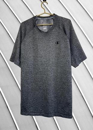 Чоловіча сіра футболка champion l xl оригінал темно-сіра футболка з логотипом на спині пряма бавовняна чемпіон стан як нова літня спортивна 50 52