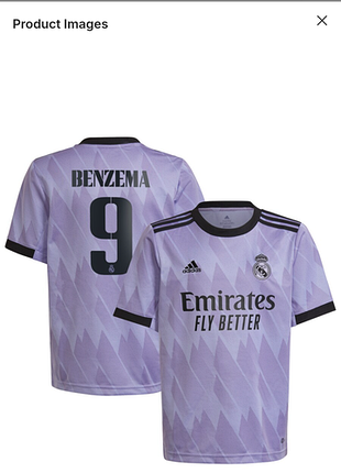 Футболка adidas real madrid 22/23 away replica benzema 9 - фы