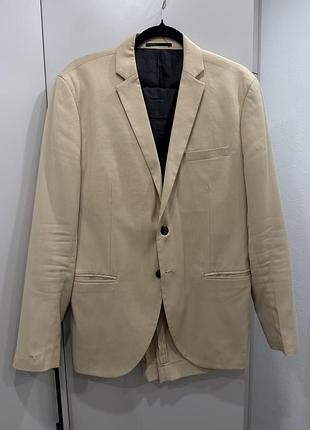 Костюм jack & jones бежевий super slim 50р літній polyester