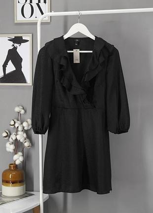 Нове чорне мініплаття з оборками "river island", uk10/eur36.