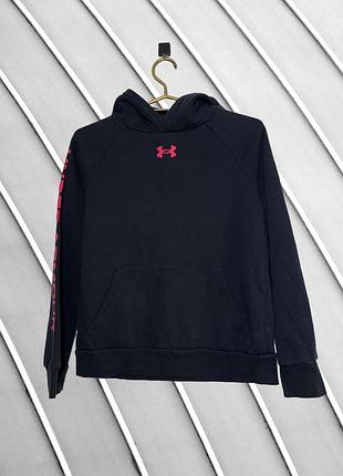 Жіноче чорне худі under armour s m оригінал базова кофта з капюшоном кенгуру чорна толстовка андер армор напис на рукаві стан як нова 36 38