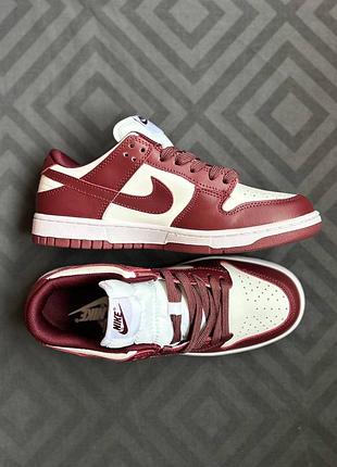 Кросівки nike dunk low team red bordo white