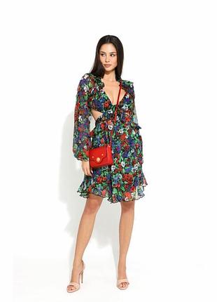 Asos design petite - мини-платье с оборками и шнуровкой на спине р s