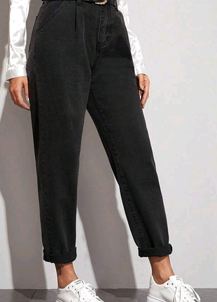 Джинсы mom jeans, джинсы, черные, xl