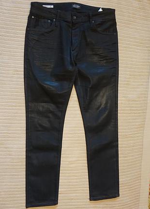 Плотные черные смесовые джинсы jack & jones jeans intelligence дания 33/32 р.